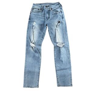 American Eagle Men's Next Level Airflex Distressed Jeans Light Wash Size 26x28